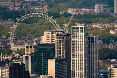 High angle view of buildings in city