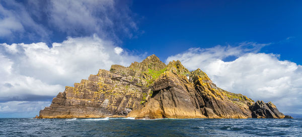 Skellig lighthouse on skellig michael island where star wars were filmed, ireland