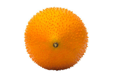 Close-up of orange against white background