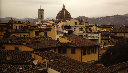 High angle view of buildings in city