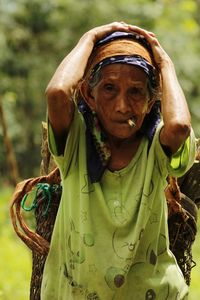 Portrait of woman wearing mask