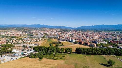 High angle view of townscape against sky