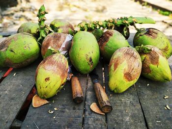 High angle view of fruits on table