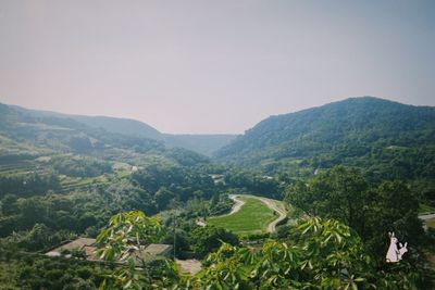 Scenic view of mountains against clear sky