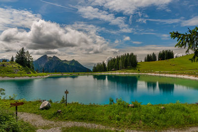 Scenic view of lake against sky