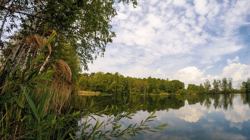 Scenic view of lake against sky