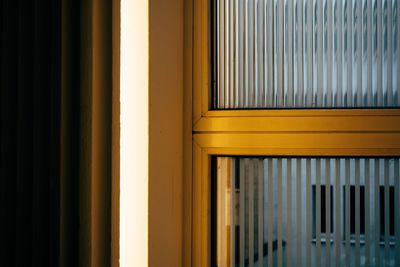 Close-up of patterned window at home