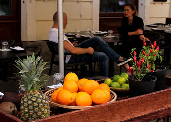 Fruits and vegetables on table