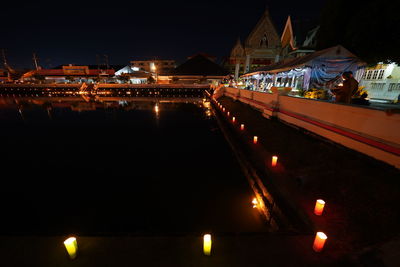 Illuminated buildings at night