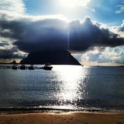 Scenic view of sea against cloudy sky