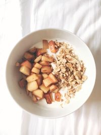 High angle view of healthy breakfast served in bowl