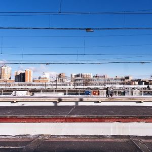 Train on railroad station platform