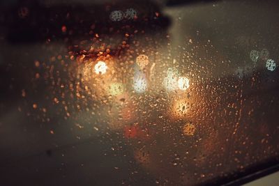 Close-up of rain drops on glass