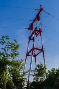 Low angle view of crane against sky