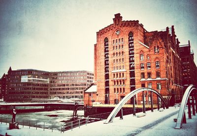 Residential buildings in winter