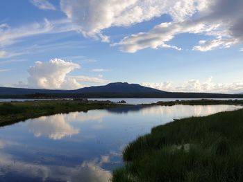 Scenic view of lake against sky