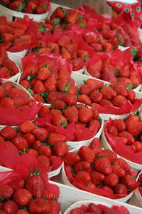 High angle view of fruits for sale in market