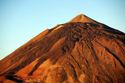 Rocky mountain at el teide national park against clear sky