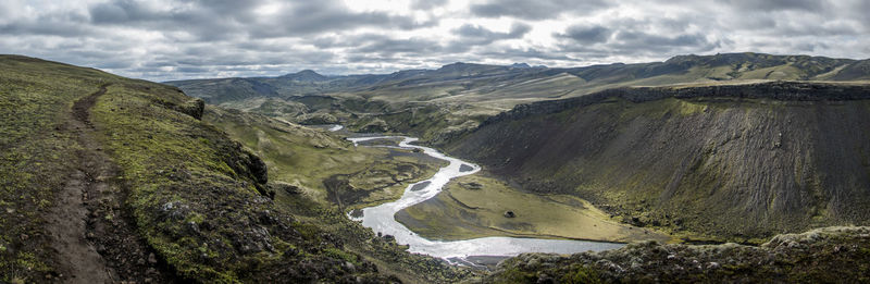 Panoramic view of mountains against sky