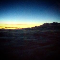 Scenic view of silhouette landscape against clear sky