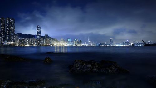 Illuminated cityscape at night