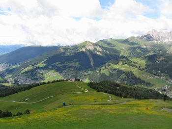 Scenic view of landscape against cloudy sky