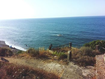 Scenic view of sea against clear sky