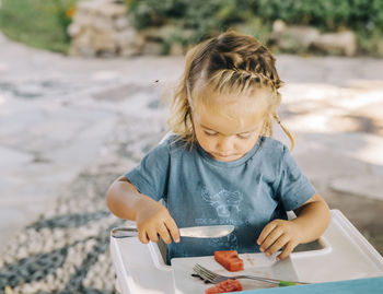 Close-up of girl holding ice cream