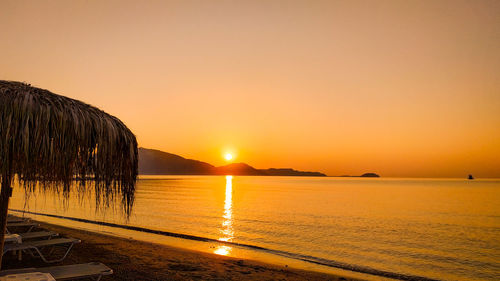 Scenic view of sea against clear sky during sunset