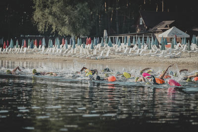 People in lake