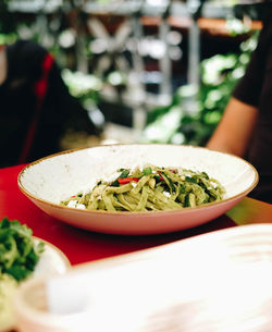 Close-up of meal served in plate