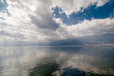 Scenic view of lake against sky