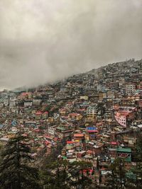 High angle view of townscape against sky