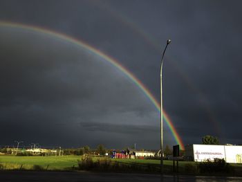 Rainbow over town