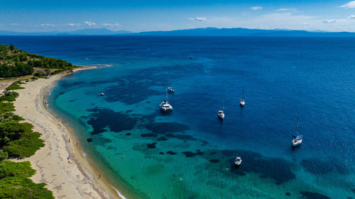 High angle view of beach against sky