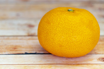 Close-up of orange on table