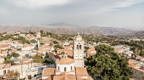 High angle view of townscape against sky