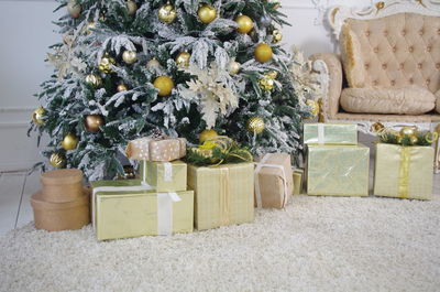 View of christmas decorations on table