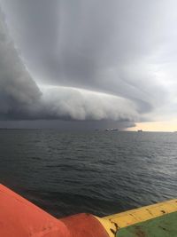 Scenic view of seascape against cloudy sky