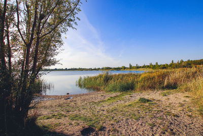 Scenic view of lake against sky