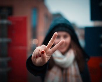 Portrait of woman hand on blurred motion