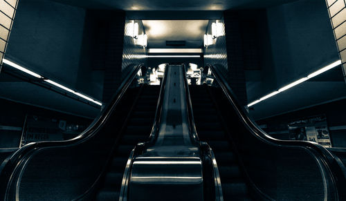 Low angle view of escalator at subway station
