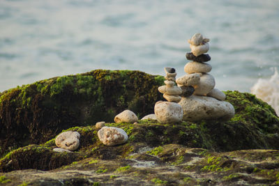 Stack of stones on beach