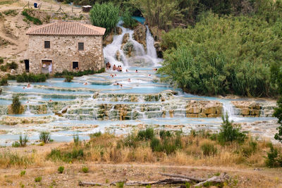 Scenic view of waterfall