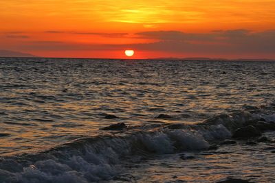 Scenic view of sea during sunset