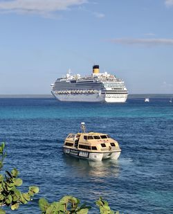 Ship in sea against sky