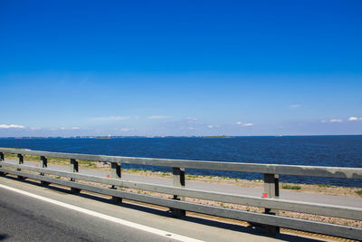 Scenic view of sea against blue sky
