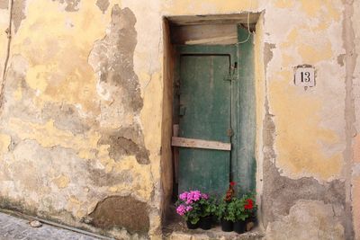 Closed door of old building