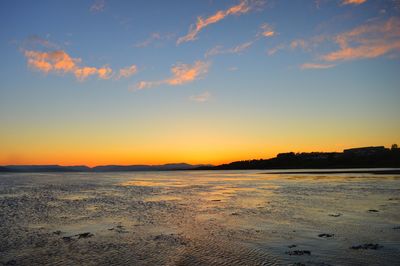 Scenic view of sea against sky at sunset