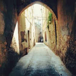 Narrow alley in old tunnel